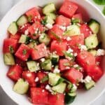 Watermelon Cucumber Salad with Feta and Mint Recipe