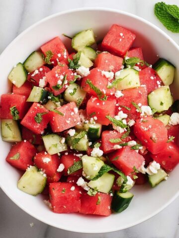 Watermelon Cucumber Salad with Feta and Mint Recipe