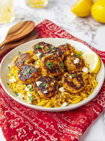Greek Chicken Meatballs With Lemon Orzo Recipe