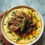 Mississippi Pot Roast with Creamy Jalapeño Cheddar Grits Recipe