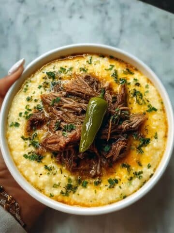 Mississippi Pot Roast with Creamy Jalapeño Cheddar Grits Recipe