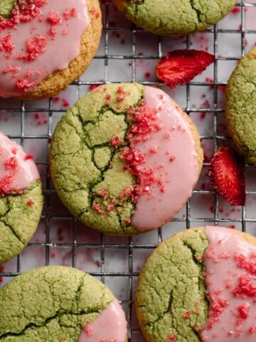 Matcha Marble Cookies With Strawberry Icing Recipe