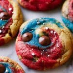 Fourth of July Colorful Chocolate Chip Cookies with Edible Glitter Stars Recipe