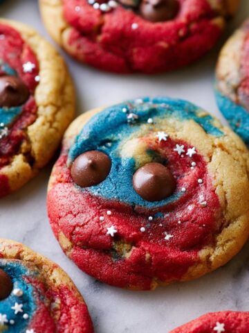 Fourth of July Colorful Chocolate Chip Cookies with Edible Glitter Stars Recipe