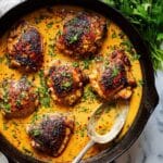 Skillet Chicken Thighs with Creamy Lemon Thyme Sauce Recipe