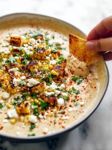 Elote Queso Dip with Roasted Corn and Cilantro Recipe
