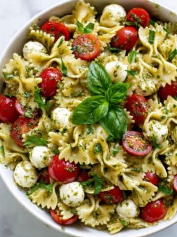 Bow Tie Pasta Salad with Pesto, Cherry Tomatoes, and Fresh Mozzarella Recipe