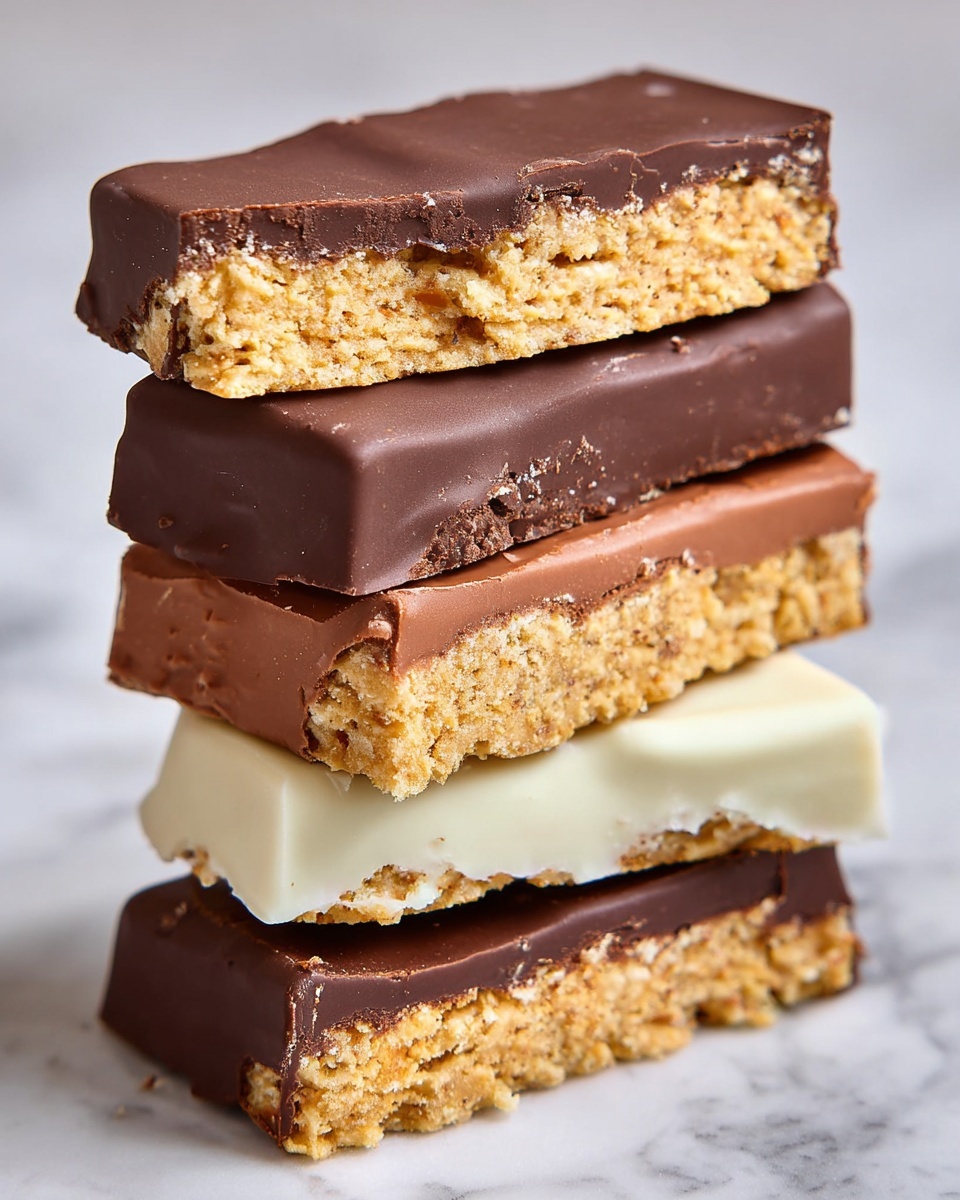 The image shows nine chocolate bars cooling on a black wire rack over a shiny silver foil. There are three different kinds of bars: five are smooth milk chocolate with a glossy finish and slight ridges, two are white chocolate with a creamy texture and soft ridges, and two are dark chocolate with white swirls on top creating a marbled pattern. The bars are rectangular and about the same size. The setting is close-up, highlighting the shiny texture of the chocolate on the white marbled surface below. photo taken with an iphone --ar 4:5 --v 7