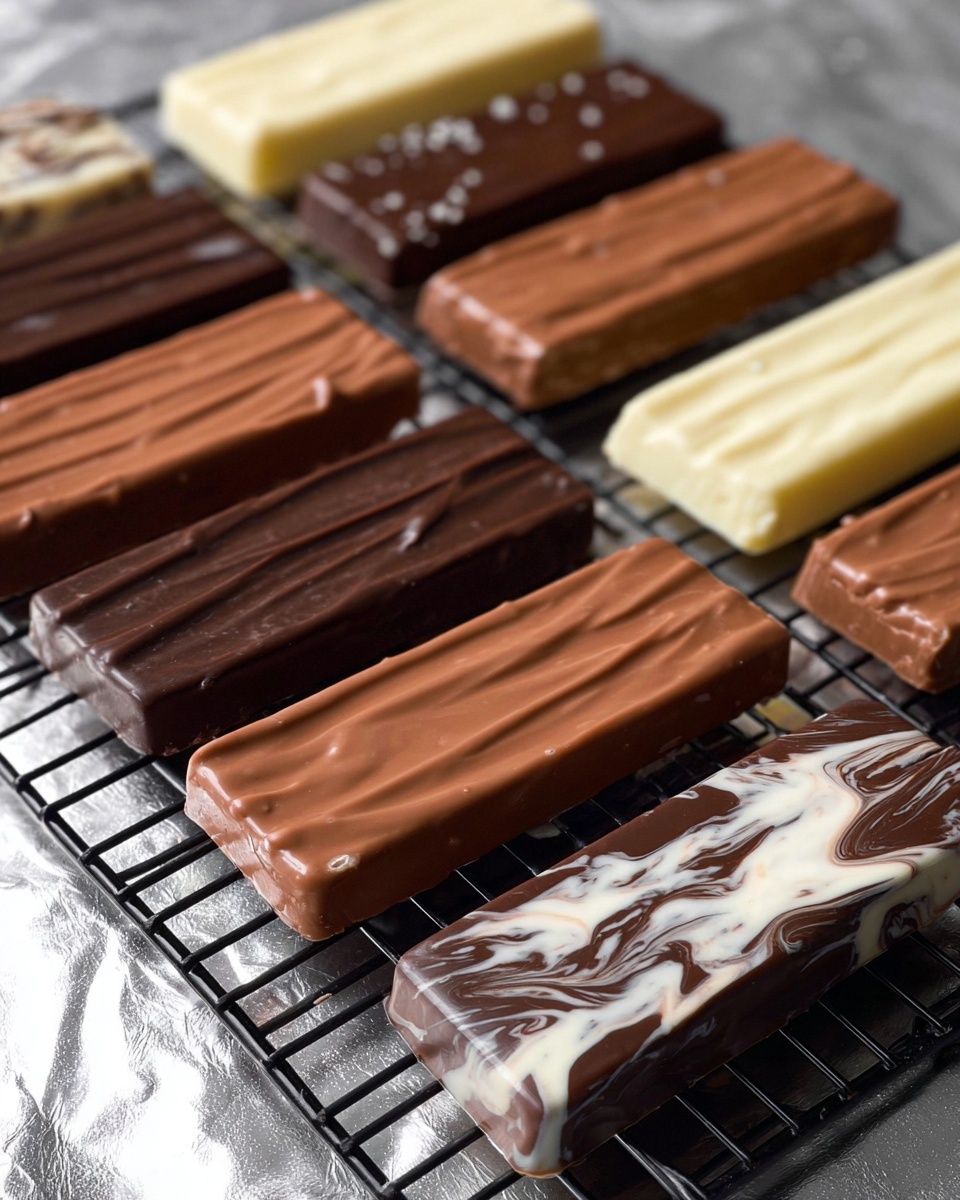 A close-up view of a stack of six thick biscuit bars, each with two layers: a dense, crumbly golden biscuit base and a smooth chocolate coating on top. The chocolate coating alternates between light brown milk chocolate and creamy white chocolate, starting with milk chocolate on the bottom, then white, milk, white, and ending with milk chocolate on top. The bars rest directly on a white marbled surface, showing the rough texture of the biscuit against the smooth shiny chocolate edges. Photo taken with an iphone --ar 4:5 --v 7