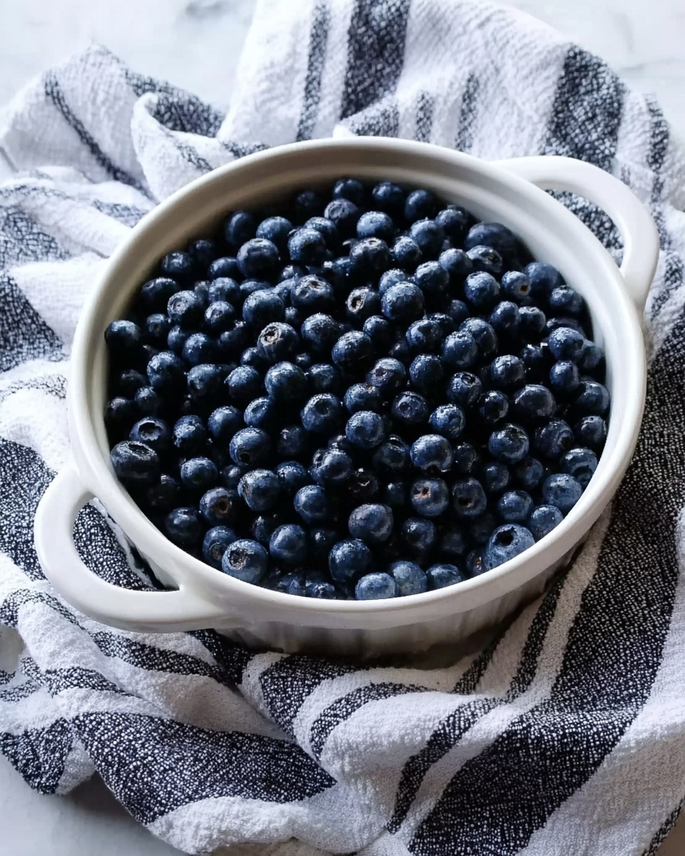 A white round ceramic bowl with handles is filled with many dark blue blueberries. The bowl sits on a striped cloth with white and dark gray colors, which is placed on a white marbled surface. The blueberries have a smooth, shiny texture and completely cover the inside of the bowl, almost reaching the edges. Photo taken with an iphone --ar 4:5 --v 7