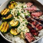 Grilled Steak Bowl with Sauce & Grilled Zucchini Bliss Recipe