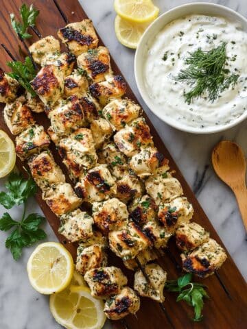 Greek Lemon Chicken Skewers with Tzatziki Sauce Recipe