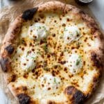 White Sauce Pizza with Creamy Garlic and Arugula Topping Recipe