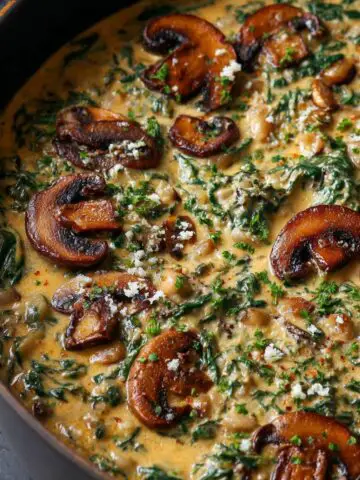 Spinach and Mushroom Vegan Bean Skillet Recipe