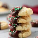 Classic Butter Cookies with Chocolate Dipping and Sprinkles Recipe