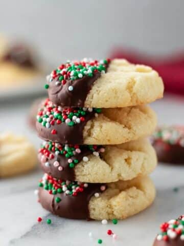 Classic Butter Cookies with Chocolate Dipping and Sprinkles Recipe