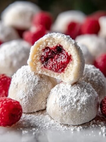 Easy Raspberry Almond Snowball Cookies Recipe
