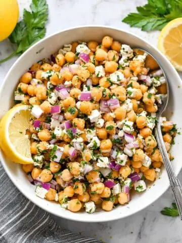 Gluten Free Lemony Chickpea Feta Salad Recipe