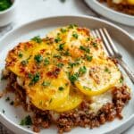 Hobo Casserole with Ground Beef, Potatoes, and Cheddar Cheese Recipe