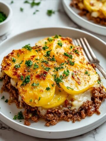 Hobo Casserole with Ground Beef, Potatoes, and Cheddar Cheese Recipe