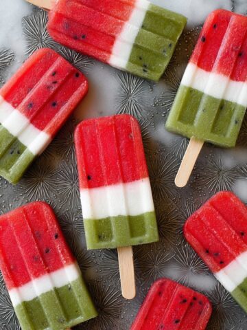 Watermelon Kiwi Chocolate Chip Popsicles with Coconut Milk Layer Recipe