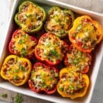 Stuffed Bell Peppers with Spicy Beef, Rice, and Melted Cheese Recipe