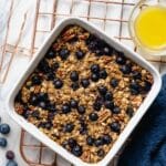 Blueberry Baked Oatmeal with Toasted Pecans and Maple Syrup Recipe