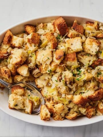 Classic Sourdough Stuffing with Leeks and Fresh Herbs Recipe
