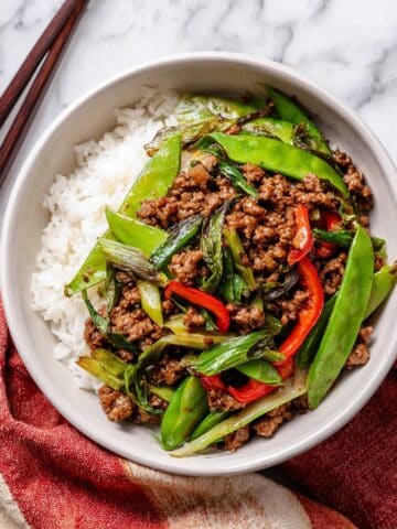 Ground Beef Stir Fry with Snap Peas and Bell Pepper Recipe