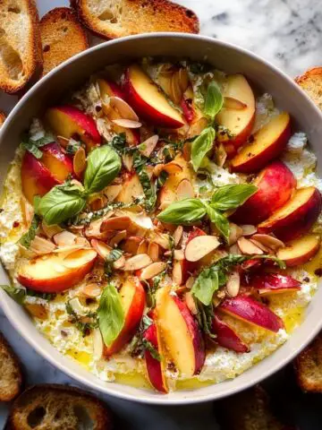 Garlic Oil Feta Dip with Peaches Recipe