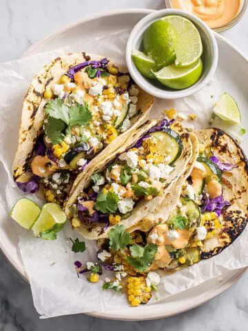 Zucchini and Corn Tacos with Chipotle Sauce Recipe