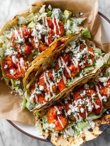 Chipotle Lime Shrimp Tacos with Smoky Sauce and Cilantro Lime Coleslaw Recipe