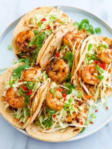 Grilled Shrimp Tacos with Spicy Mayo and Mexican Coleslaw Recipe