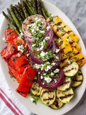 Grilled Vegetables with Tomato Basil Sauce, Feta and Herbs Recipe