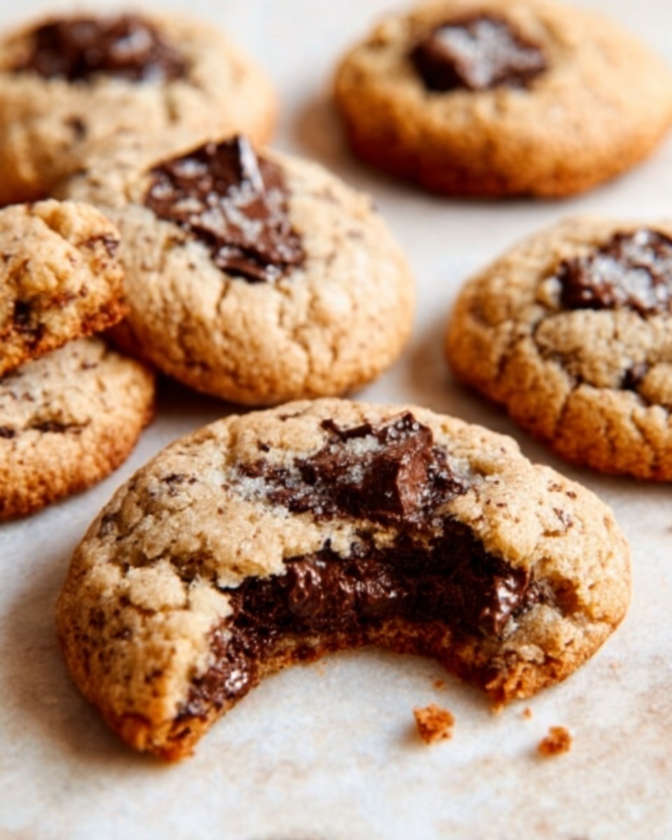 Several large round cookies are placed on a white marbled surface. Each cookie has a golden-brown base with dark brown swirls of melted chocolate spread unevenly through the dough. The texture looks soft and slightly crinkled with a few coarse salt flakes scattered on top, adding a bit of white contrast. The cookies are closely arranged but not stacked, showing their thick, slightly domed shapes. The photo taken with an iphone --ar 4:5 --v 7