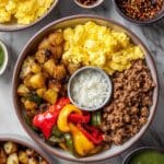 Breakfast Meal Prep Bowls with Roasted Potatoes, Spiced Ground Chicken, and Scrambled Eggs Recipe