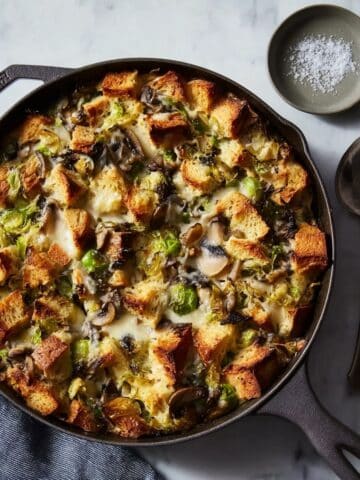 Cheesy Brussels Sprouts Bread Pudding Recipe