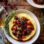 Cranberry Cider Braised Beef Stew with Rosemary Polenta Recipe