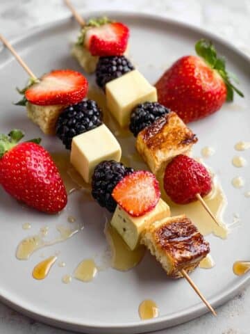 Fruit and Cheese Kabobs with Croissant Croutons Recipe