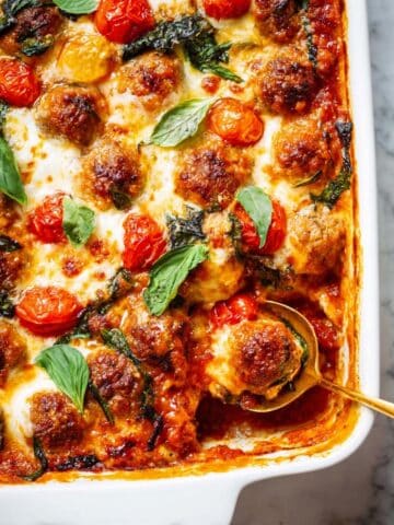 One Pan Baked Gnocchi and Meatballs Recipe
