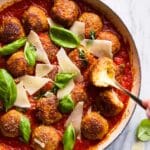 Chicken Parmesan Meatballs with Bocconcini in Marinara Recipe