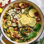 Easy One-Pan Mediterranean Chicken Sausage Zucchini Orzo Recipe