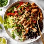Chicken Fajita Bowl with Cilantro Lime Rice and Chipotle Aioli Recipe