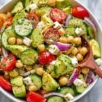 Fresh Chickpea Salad with Cherry Tomatoes, Cucumber, Avocado, and Feta Recipe