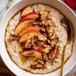 Apple Cinnamon Oatmeal Porridge with Sautéed Apples and Nut Topping Recipe