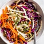Healthy No-Mayo Coleslaw with Red Cabbage, Carrots, Cilantro, and a Maple-Dijon Dressing Recipe