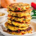Crispy Vegetable Fritters with Garlic Dipping Sauce Recipe