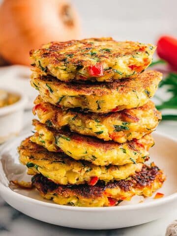 Crispy Vegetable Fritters with Garlic Dipping Sauce Recipe