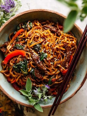 20 Minute Korean Beef Sesame Noodles Recipe