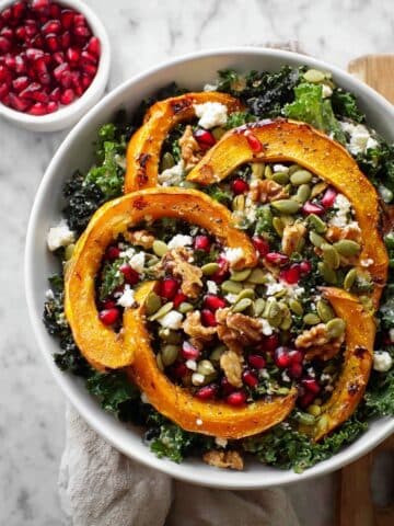 Roasted Pumpkin Salad with Candied Nuts, Pomegranate & Feta Recipe